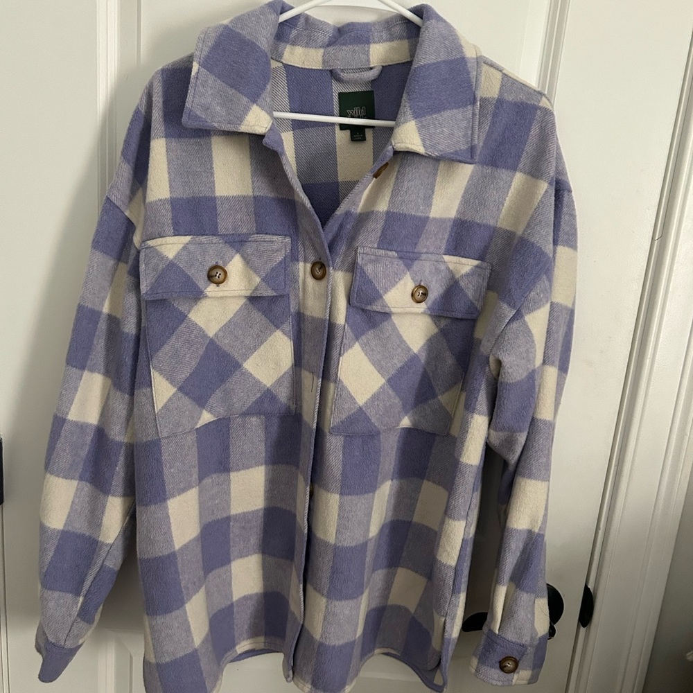 Wild Fable Purple and Cream thick “shacket”